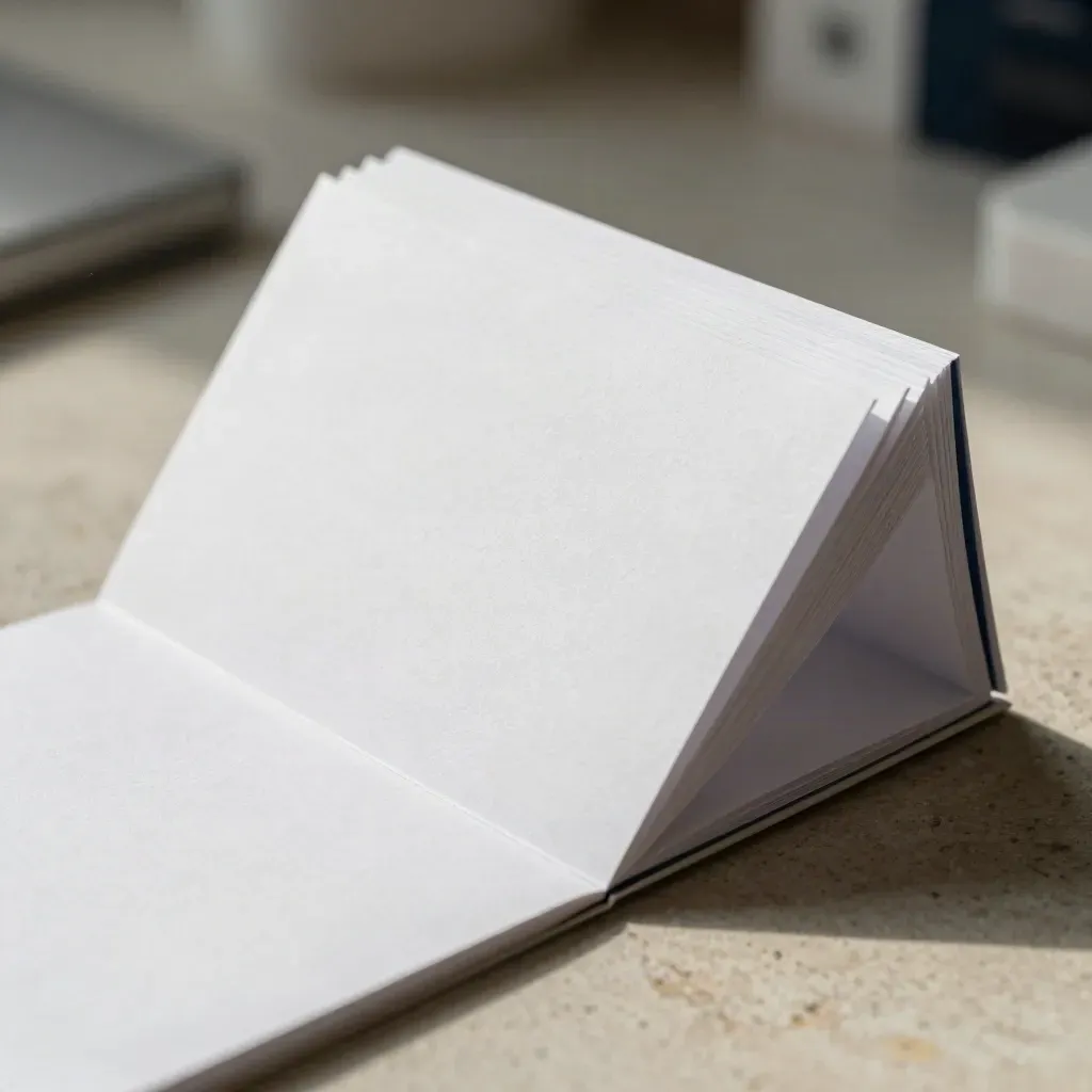 Macro stack of reply cards, clipped strip and folded note on limestone with soft side light.